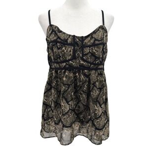 Indie Sleaze Y2K Tank Top Size Large Snake‎ Print Black Green Club Ready